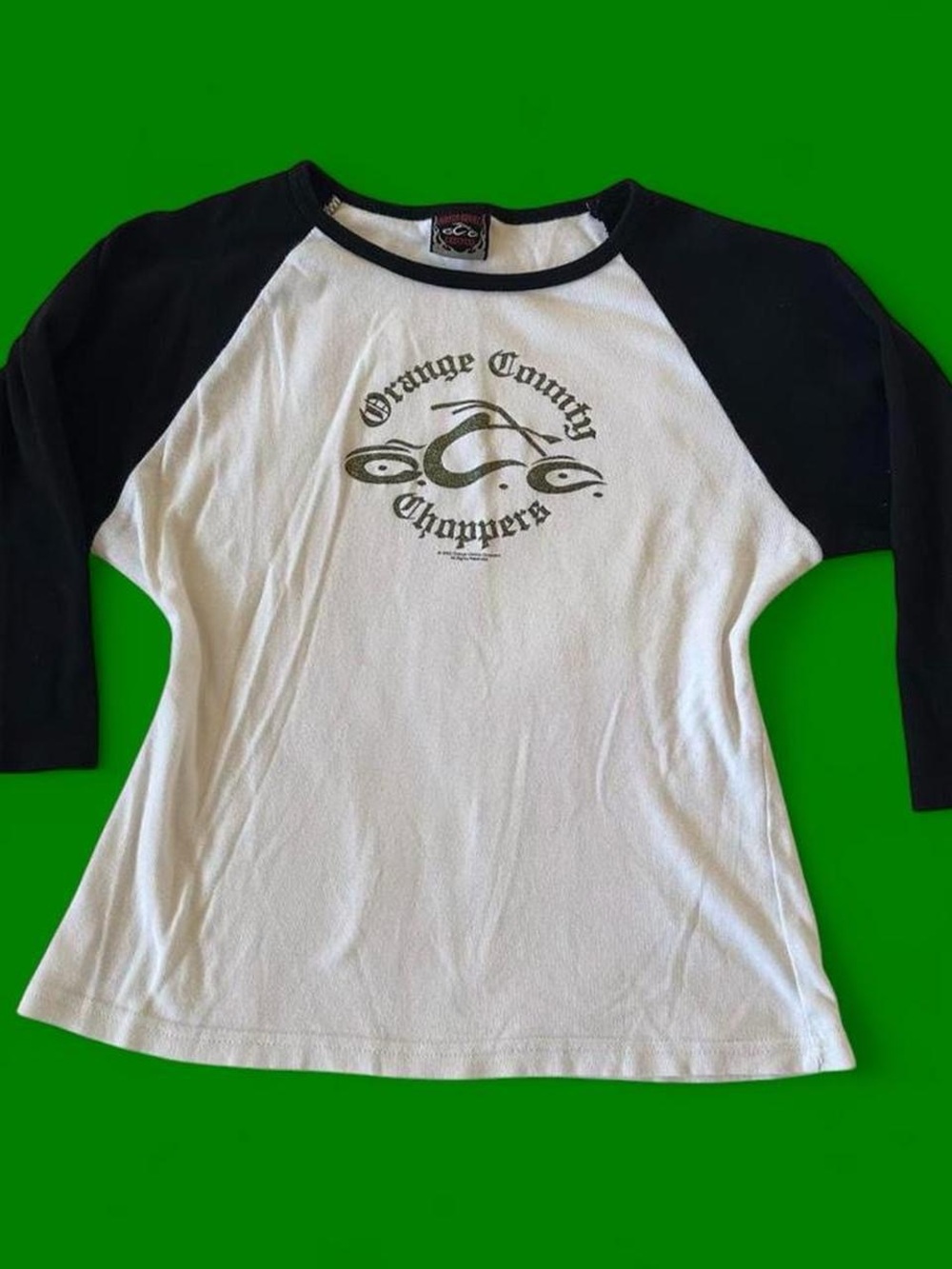 Orange County Choppers Raglan Baseball Tee - White & Black